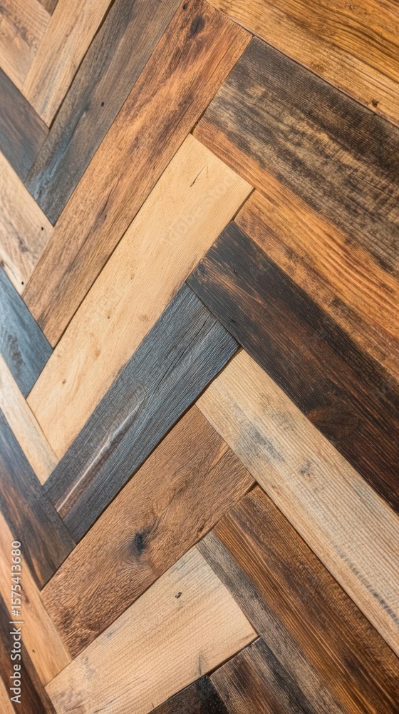 Poster wooden planks create a zigzag pattern with grain variation and warm rustic tones