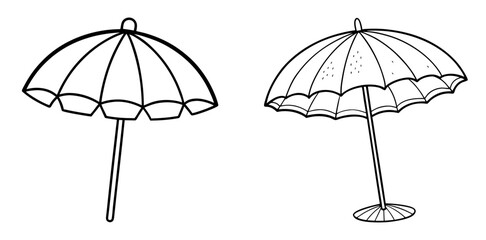 Fototapeta premium Beach Umbrella Coloring Book Page Outline Design
