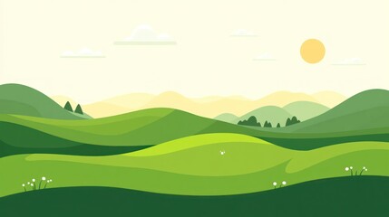 Obraz premium A serene, stylized landscape painting