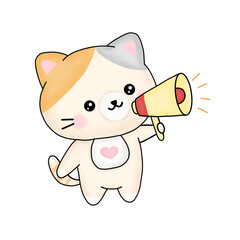 Cute cat with megaphone.