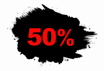 Discount sale promotion with 50% off on black splash background  