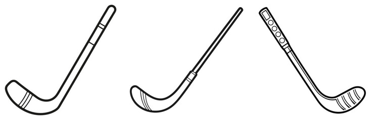 Hockey Stick Coloring Book Page Outline Design