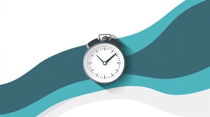 Flat design alarm clock on teal waves