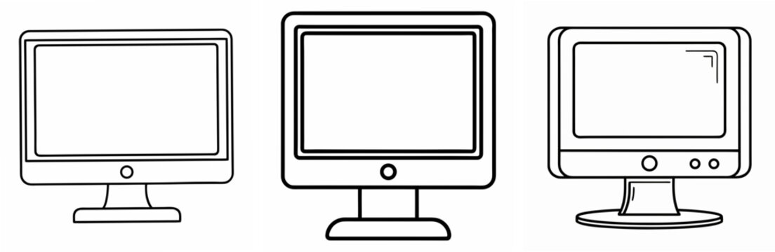 Monitor Coloring Book Page Outline Line Art Design