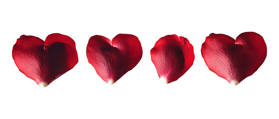 Pack Collection Romantic Red Heart Shapes Watercolor Design for Valentines Day set against transparent background