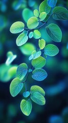Fresh Green Leaves Hang Gracefully on a Vine with Natural Light