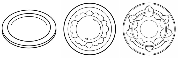 Obraz premium Plate Coloring Book Page Outline Line Art Design