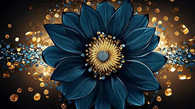 sun flower in Delfts Blauw realistis and slow,ai generatif