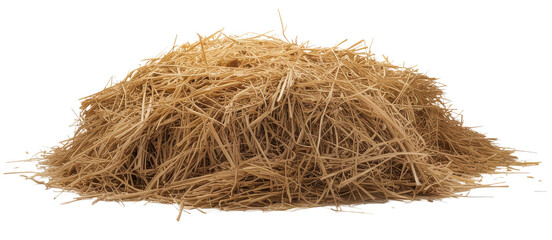Dry Hay Straw Pile or Mound Isolated on White Background