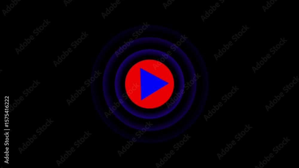 Poster video, audio neon play button icon animation. glowing play button animation. press to play. glowing 