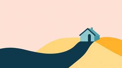 Pastel hills with a simple home
