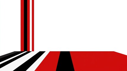 Abstract geometric design with red, black, and white stripes