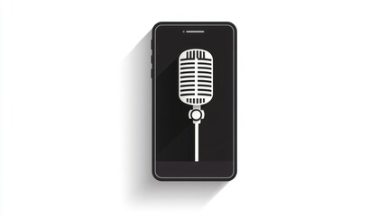 Smartphone displaying a vintage microphone icon