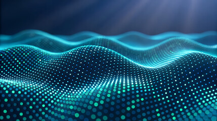 Abstract Digital Wave Background Teal and Blue Data Visualization