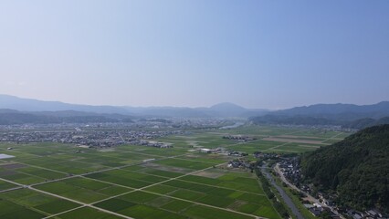 空から見た兵庫県豊岡市の田園風景