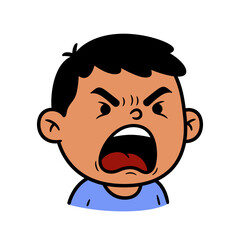 Obraz premium angry, mad, furious, yelling, screaming, boy, kid, child, cartoon, vector, illustration, face, emotion, expression, character, rage, annoyed, upset, shouting, loud, openmouth, frustration, irritated, 