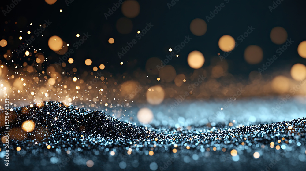 Aufkleber black glitter texture with dynamic sparkles and bokeh light effect