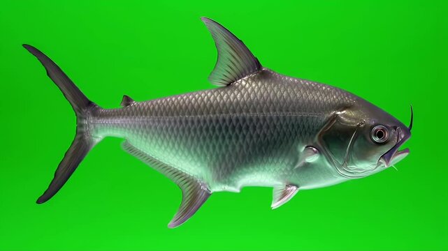 Iridescent Shark on Green Screen: Aquatic Wildlife Portrait