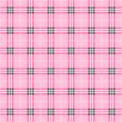 Checkered tartan fabric seamless pattern in pink and black for Fashion, Wrapping Paper, Digital and Print Design