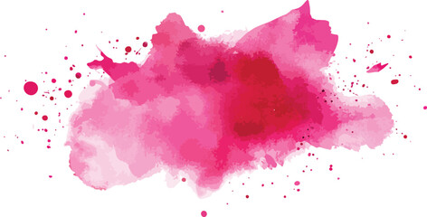 Obraz premium Abstract pink watercolor blot with splashes and stains on white background