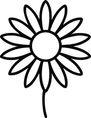 Simple Line Art Drawing of a Daisy Flower with a Single Stem, Perfect for Floral Designs and Spring Themes