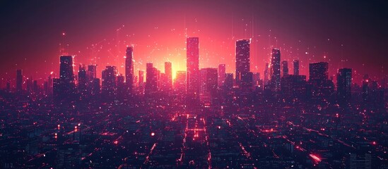 Obraz premium Digital cityscape at dawn.