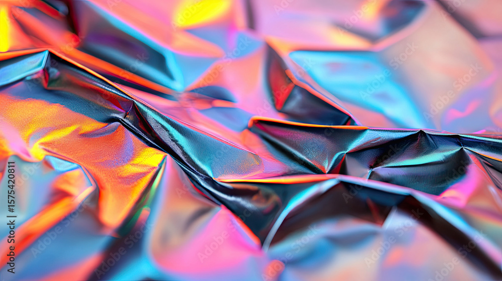 Aufkleber bold angular holographic patterns layered on a smooth leather texture