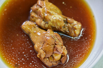 Close-up of  Thai Stew chicken meat in bowl