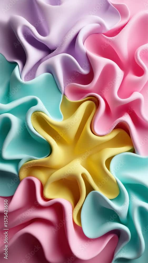 Poster pastel fabric soft folds abstract pattern with colorful texture and wavy surface, gentle flow, vibra
