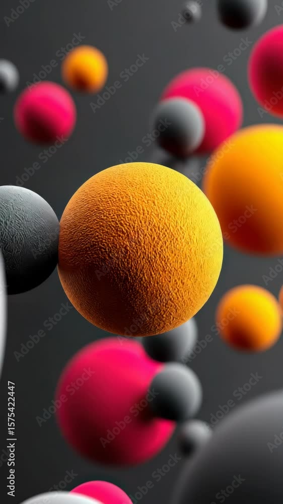 Poster colorful sphere abstract 3d render orange pink gray floating modern texture digital art dynamic mini