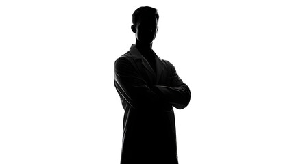 Silhouette of a Confident Figure: A striking silhouette of a person, their arms crossed, embodying confidence and poise, perhaps a professional in their domain.