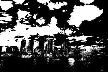 Black and White Toronto Skyline Art