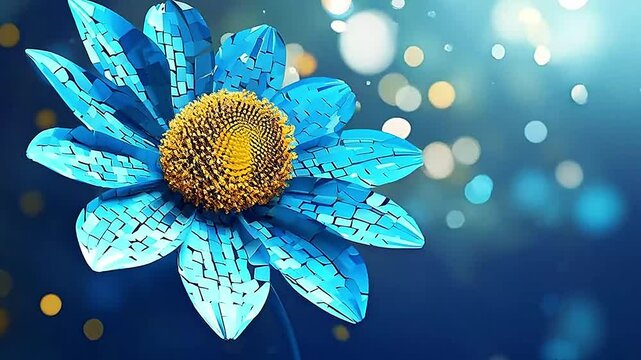 sun flower in Delfts Blauw realistis and slow,ai generatif
