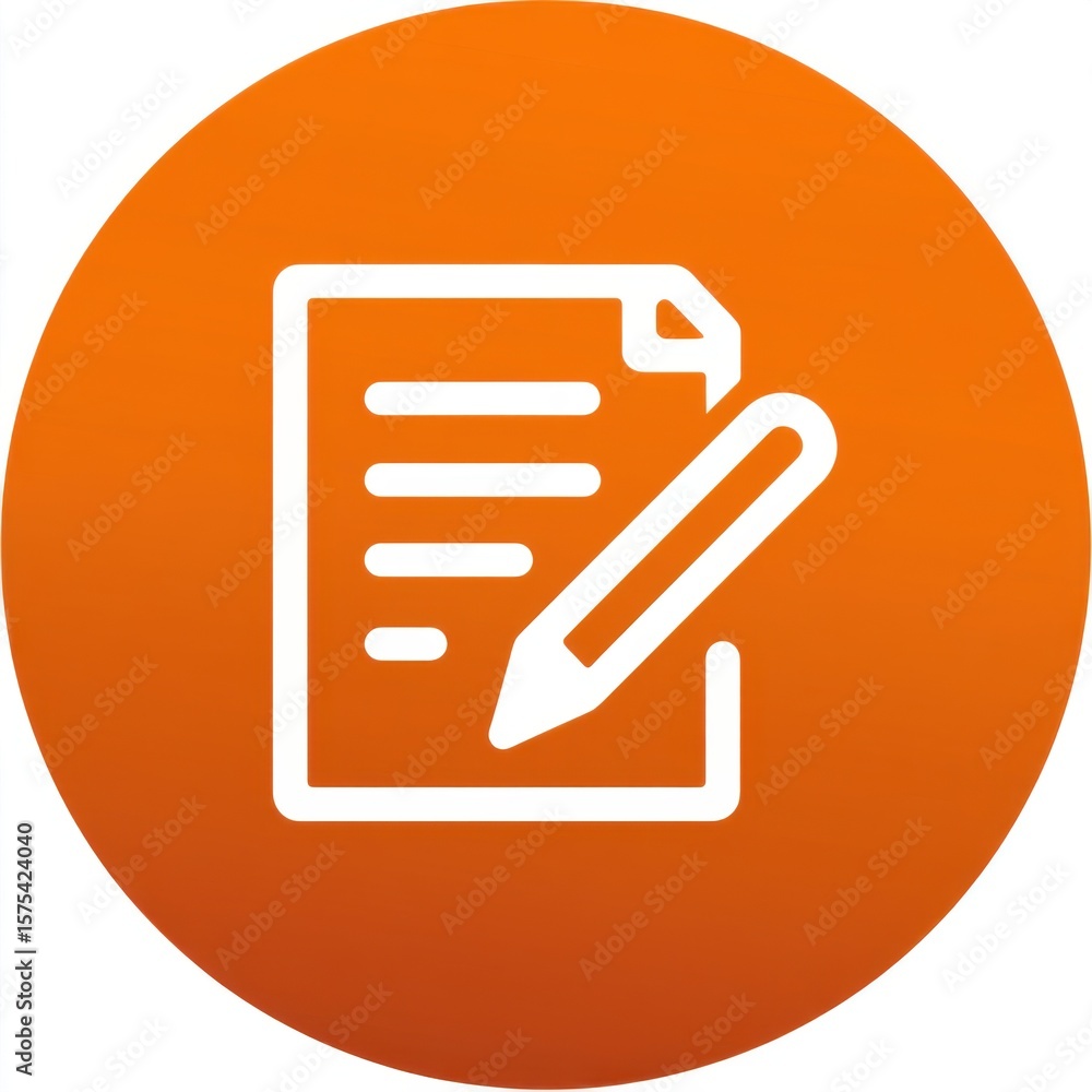 Poster white-outlined document with curled corner, white pen writing on lined text, set against circular gr
