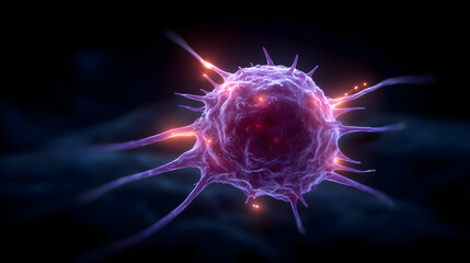 Microscopic marvel: A detailed view of a biological cell, showcasing intricate structures and vibrant colors, rendered in a stunning, photorealistic style. 