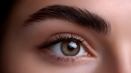 Obraz premium Gaze of Wonder: A captivating, close-up view of an eye, exuding introspection and subtle allure. Detailed shot reveals the gentle curvature of the eyebrow.