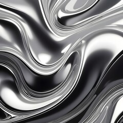 Minimal Chrome Waves &ndash; 미니멀한 리퀴드 메탈 곡선 텍스처