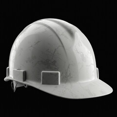 Protective construction gear — close-up white helmet on Black backdrop