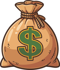 Money bag colorful illustration isolated on transparent background