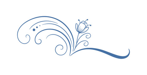 Fototapeta premium Blue Floral Decorative Ornament Vector Element
