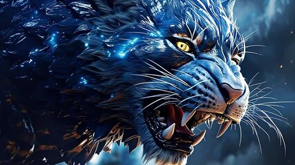 beast in Delfts Blauw realistis and slow,ai generatif