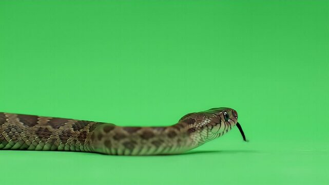 Spotted Python on Green Screen: Reptile Close-up