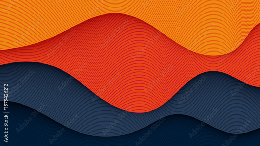 Poster abstract red background with curved lines and modern vector wave design