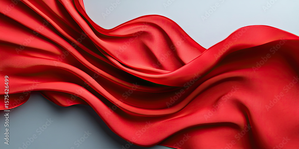 Aufkleber deep red fabric with flowing waves and diffused soft lighting