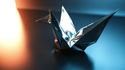 Chrome origami bird gleams - Powered by Adobe