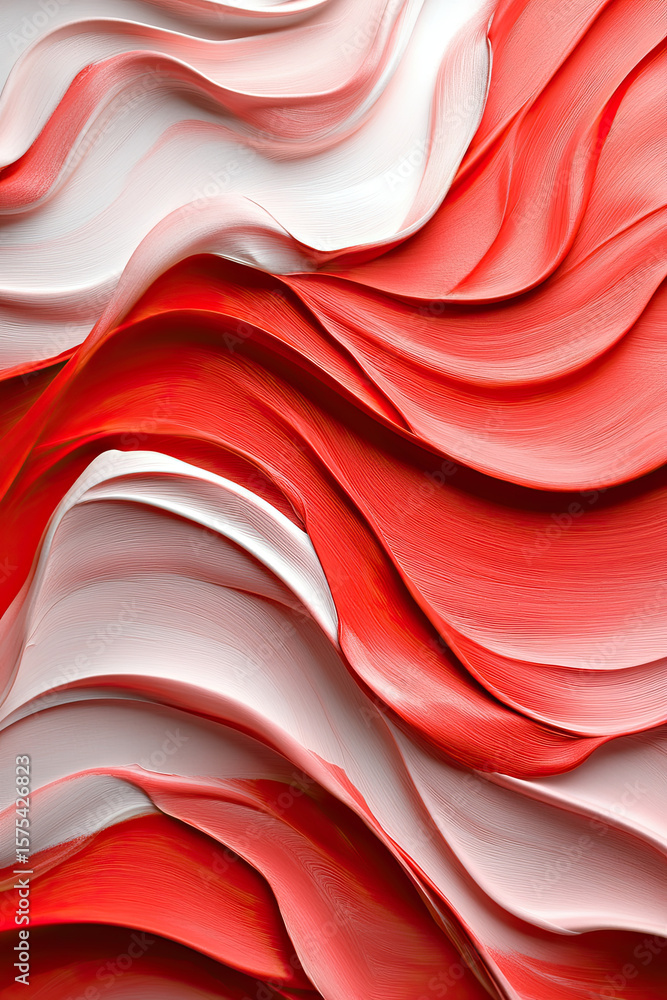 Poster deep red satin texture with flowing waves and soft reflective highlights