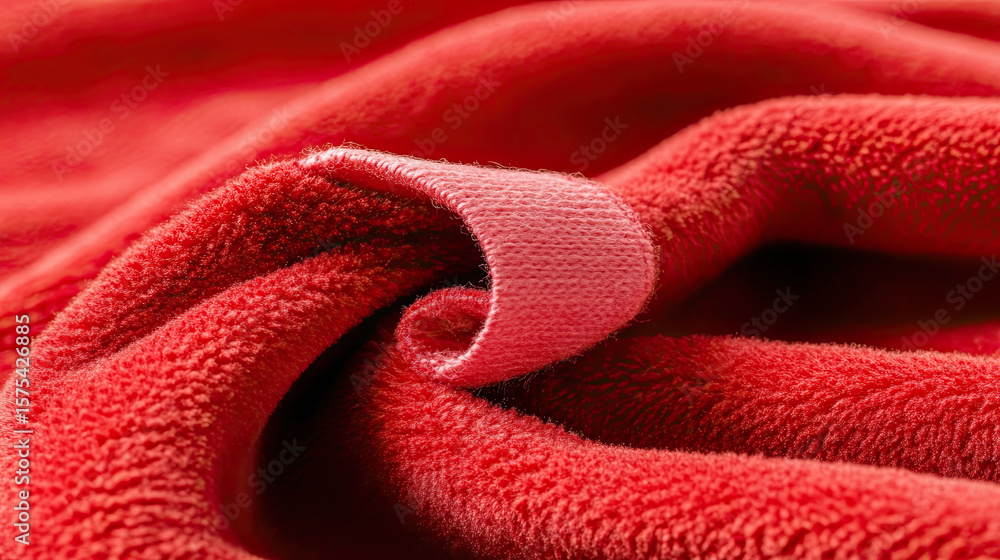 Poster deep red velvet texture with gentle ripples and soft fabric folds