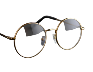 Elegant metal glasses with round lenses for improved vision and timeless style.  