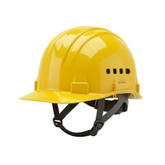 Worker safety hard hat in bright yellow, studio-lit industrial gear
