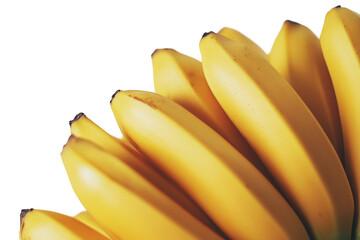 Ripe yellow bananas clustered together isolated on a transparent background fruit tropical